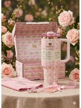 STANLEY FLORAL PINK 40 OZ TUMBLER  New
